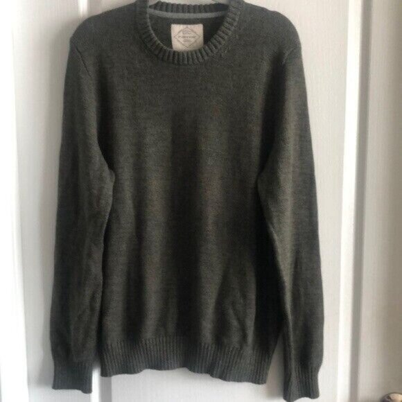 St. John's Bay Crew Neck Lg Sl Chunky Kn Sweater Olive Marl Green Sz.L NEW - Picture 3 of 8